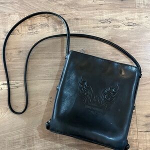 Vtg Harley Davidson Black Leather Cross Body Purse Embossed Emblem With Eagle
